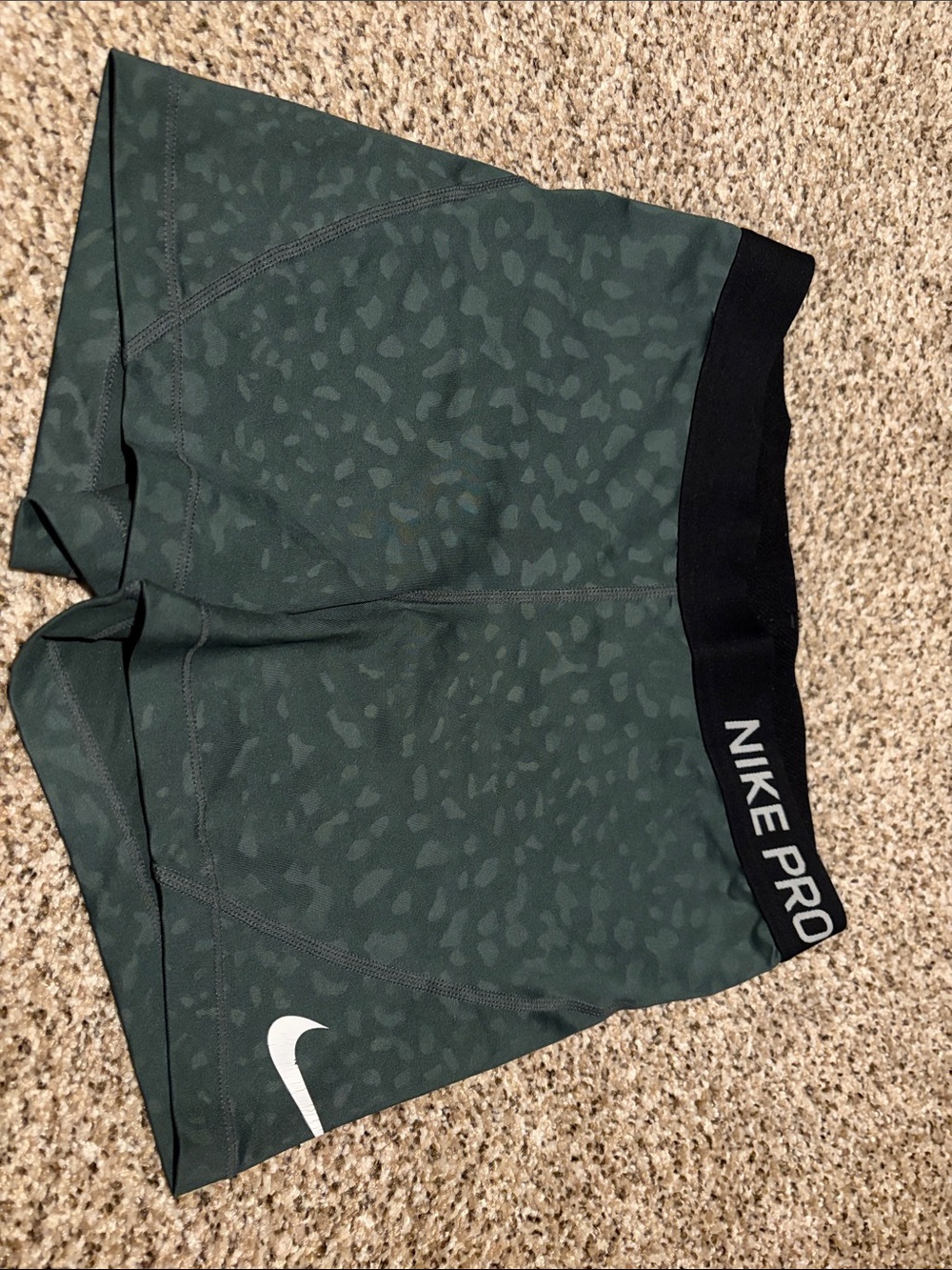 Women's Dark Green Cheetah Printed Nike Pro Performance Shorts Medium